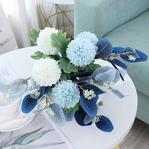 Artificial Flowers with Ceramic Vase Faux Hydrangea Flower Arrangements Table Centerpieces for Home Garden Party Wedding Decoration