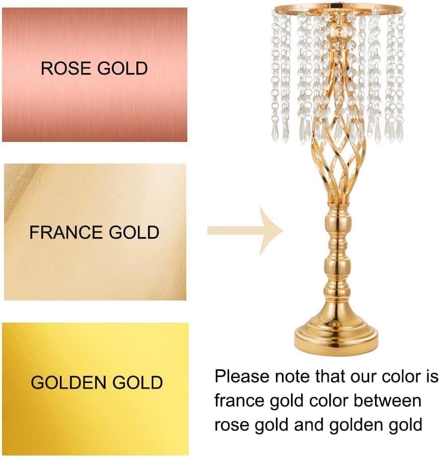 8 pcs 21.65 Inch Wedding Gold Flower Centerpieces Crystal Metal Flower Vase Wedding Centerpieces for Tables Decorations