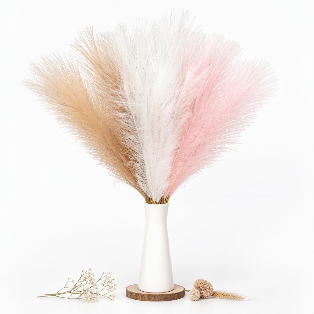 Artificial Pampas Grass Decor,21.7" Fluffy Faux Pampas,30Pcs Bohemian Style