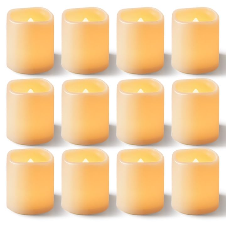 Homemory 24 Pack Ivory Flameless Flickering LED Votive Tealights Candles