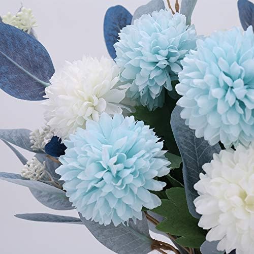 Artificial Flowers with Ceramic Vase Faux Hydrangea Flower Arrangements Table Centerpieces for Home Garden Party Wedding Decoration