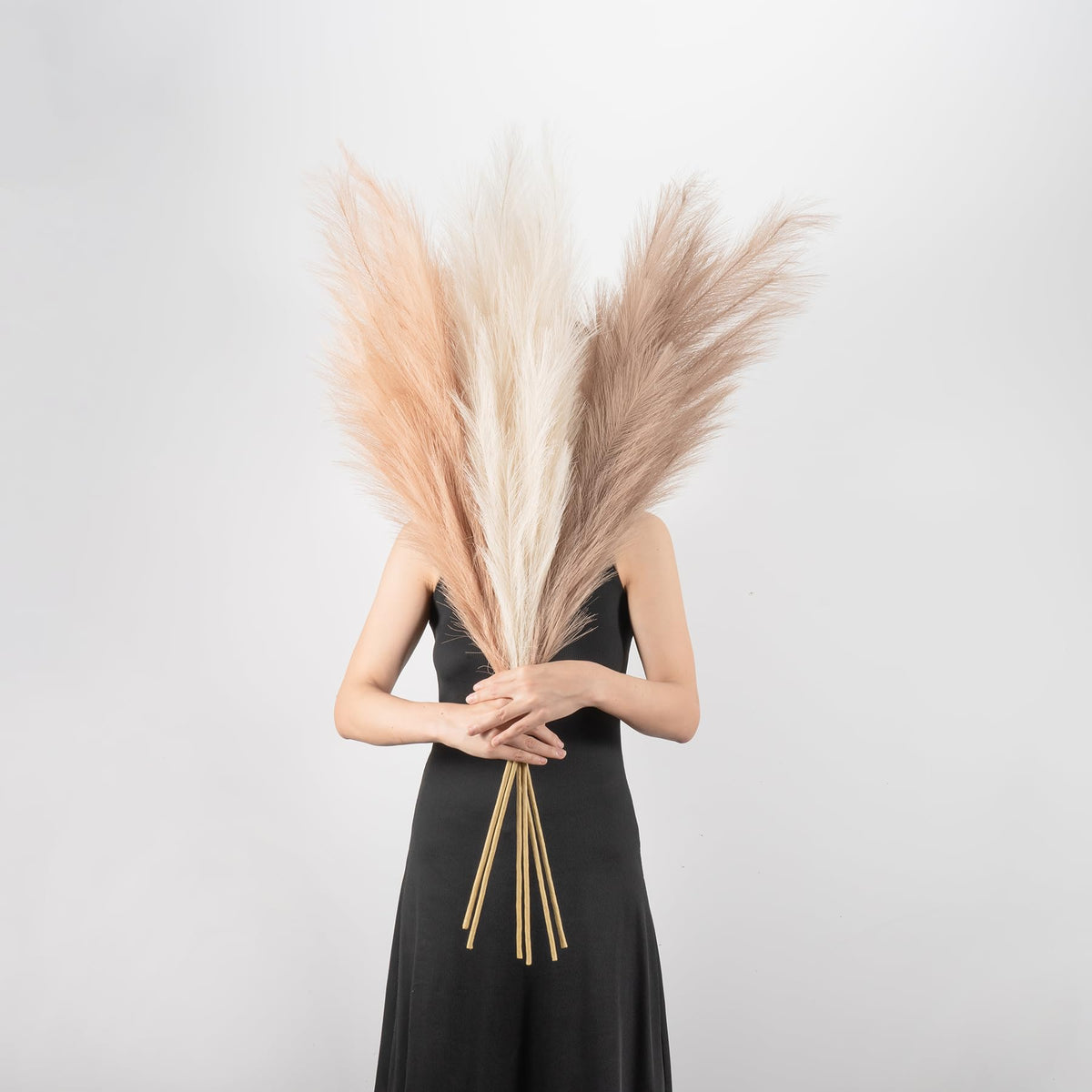 Pampas Grass Decor Tall, 43"/110cm Faux Pampas Grass 6 Stems Large Pompass Grass Branches Tall Bulk Boho Flower Arrangement for Home Room Wedding Party Decor(Purple)