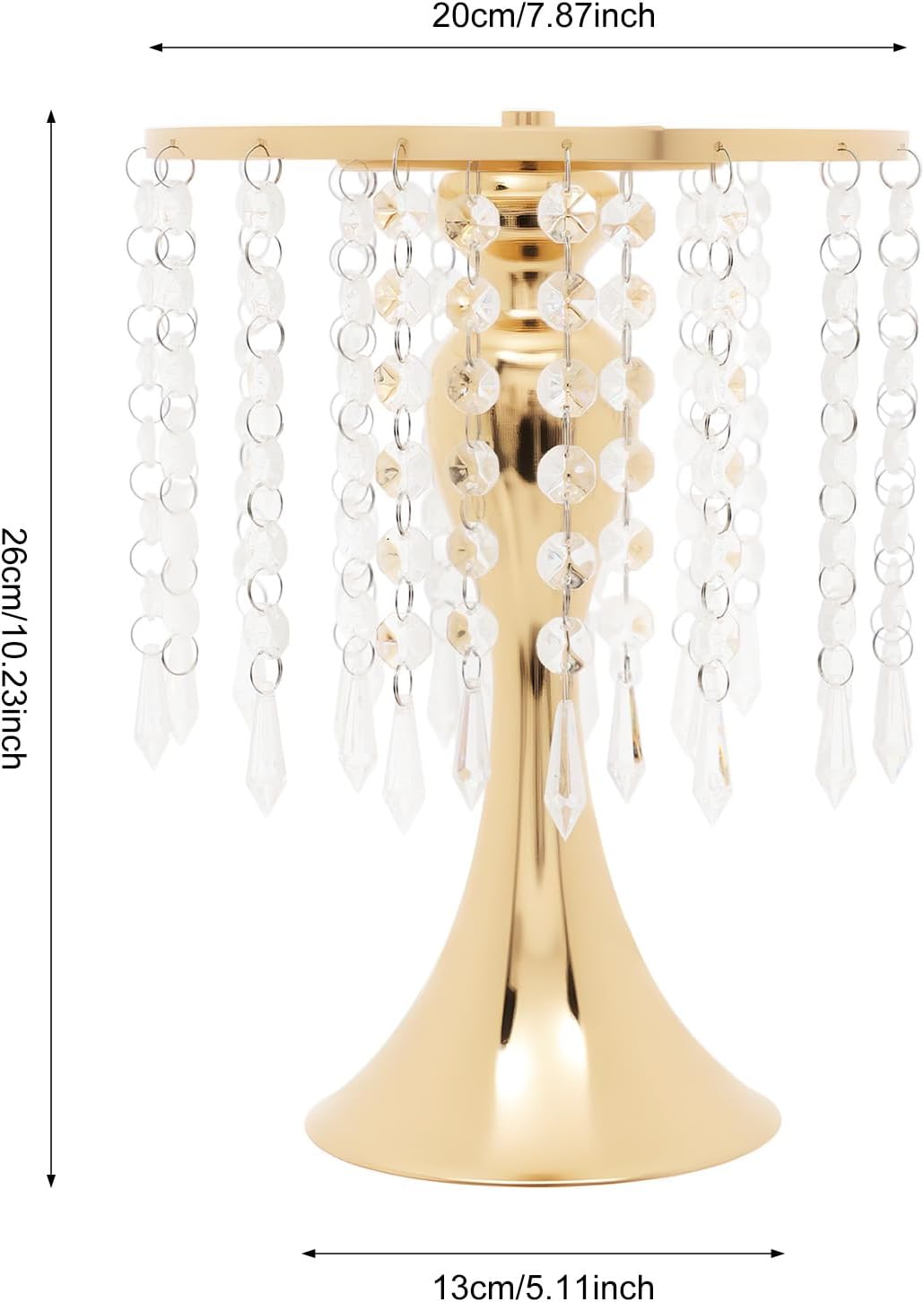 OUKANING 10 Pcs Gold Vases Wedding Centerpieces Flower Stand Table Decor w/Crystal Beads, 11.2 inches Versatile Metal Flower Stands for Anniversary Celebration/Wedding/Party/Birthday Event