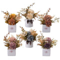 LUEUR 6PCS Artificial Fall Flowers with Ceramic Vase