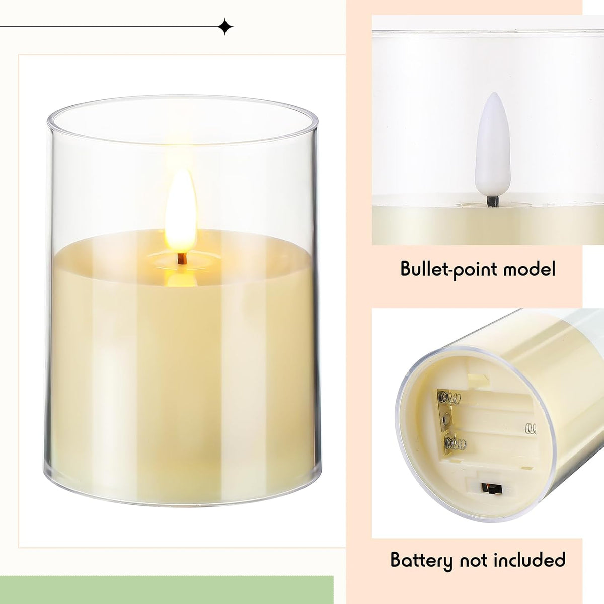 Yunlly 12 Pcs Rose Candle Rings with Candles Sets, White