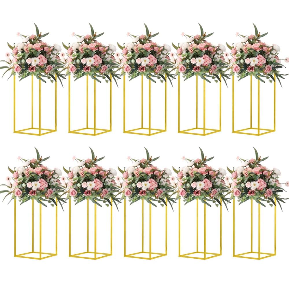23.6inch 10 pcs Column Vases Gold Centerpieces for Table Metal Flower Stand Gold Wedding Centerpieces for Tables Party Floral Stands for Flowers