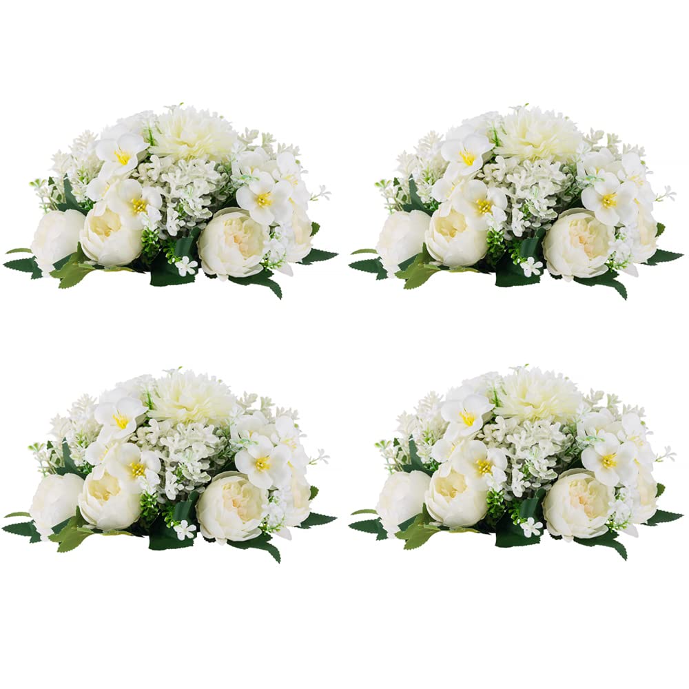 Flower Balls Centerpieces for Tables: White Silk Rose, 10Pcs