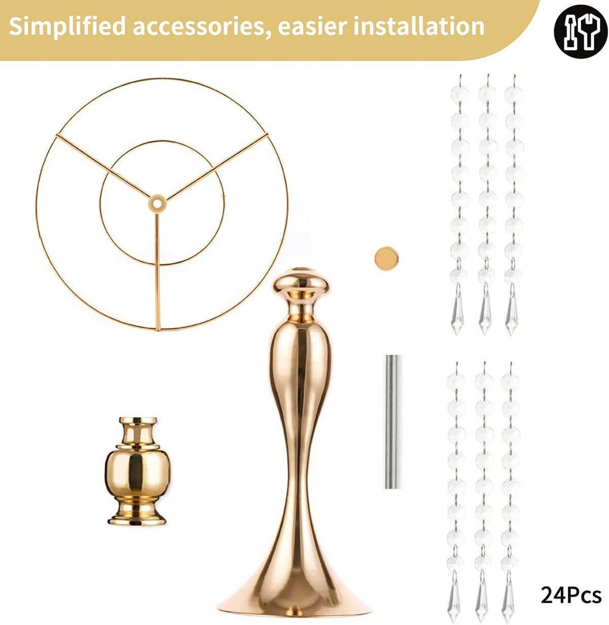 NUPTIO Tall Vase Table Centerpiece, 13.8", Gold, 10 Pcs