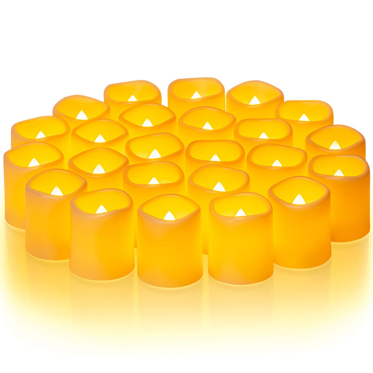 Homemory 24 Pack Ivory Flameless Flickering LED Votive Tealights Candles