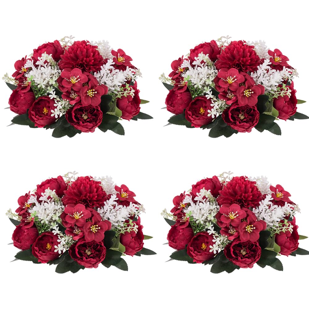 Flower Balls Centerpieces for Tables: White Silk Rose, 10Pcs