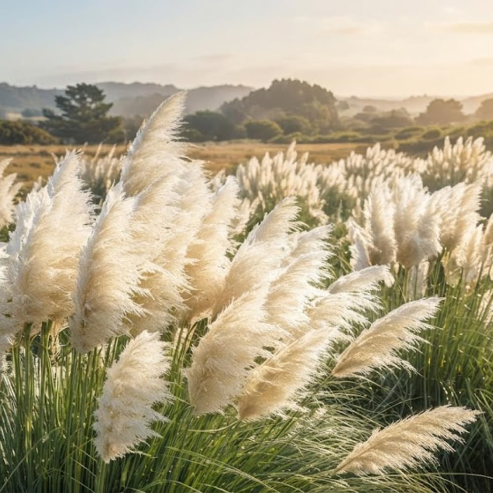 2 White Pampas Grass Live Plants, Fully Rooted Grass Plant, 5-9 Inch Tall