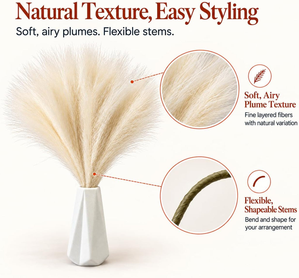 Mandy's 20 Stems Ivory Silk Pampas Grass Bouquet