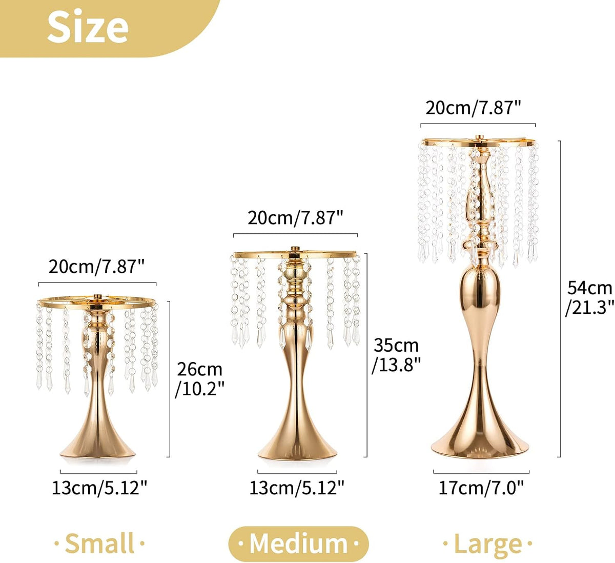 NUPTIO Tall Vase Table Centerpiece, 13.8", Gold, 10 Pcs