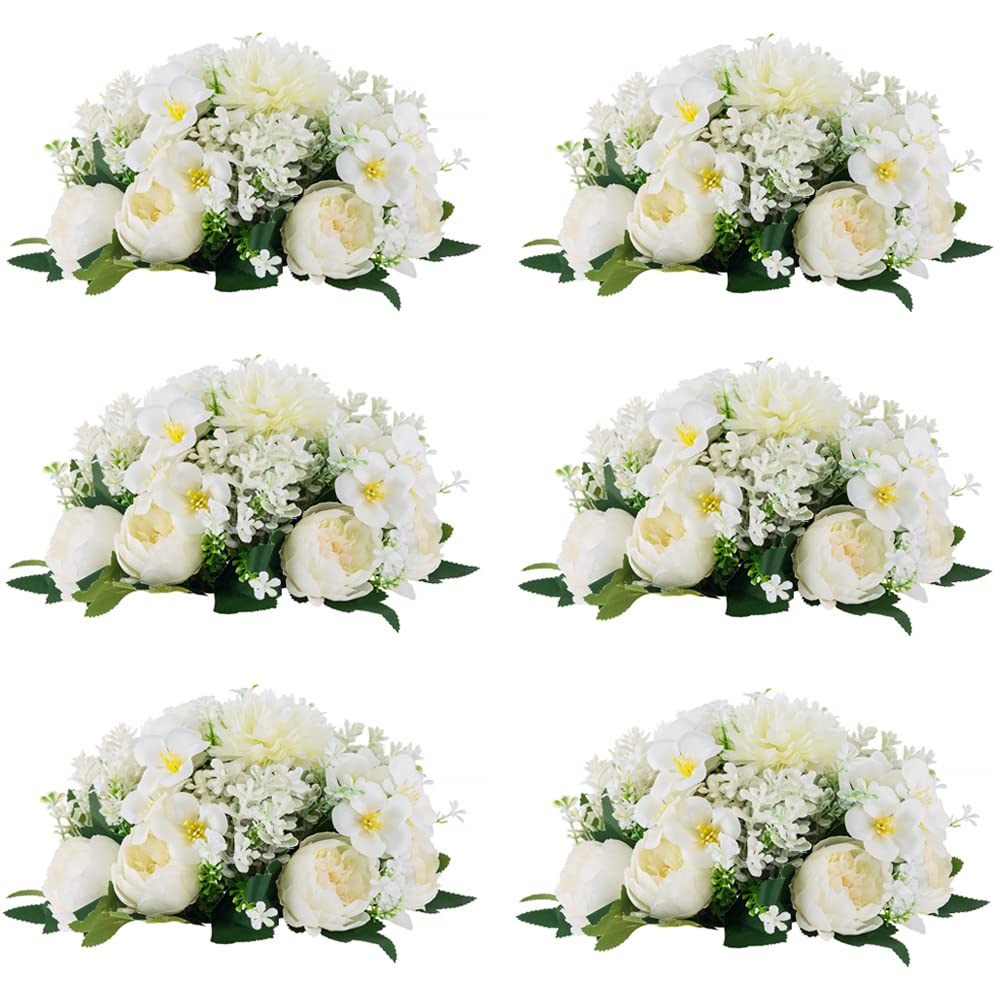 Flower Balls Centerpieces for Tables: White Silk Rose, 10Pcs