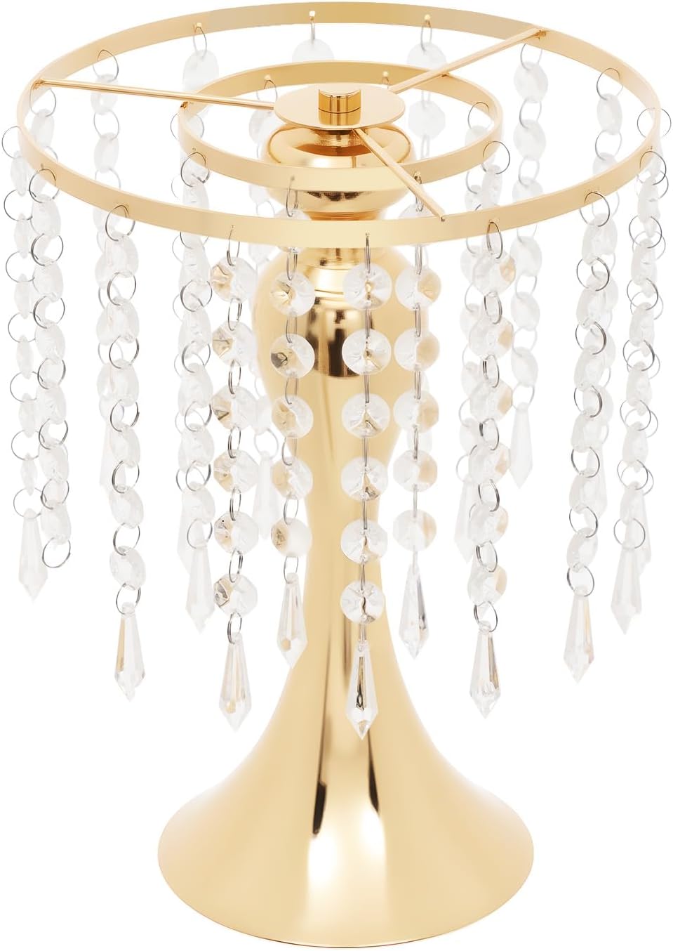 OUKANING 10 Pcs Gold Vases Wedding Centerpieces Flower Stand Table Decor w/Crystal Beads, 11.2 inches Versatile Metal Flower Stands for Anniversary Celebration/Wedding/Party/Birthday Event