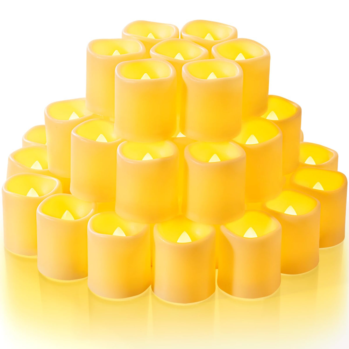 Homemory 24 Pack Ivory Flameless Flickering LED Votive Tealights Candles