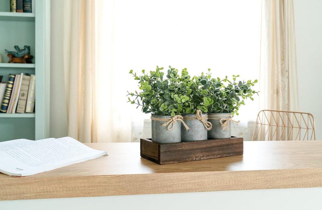 Dahey Fake Eucalyptus Plants Farmhouse Table Centerpieces for Dining Room