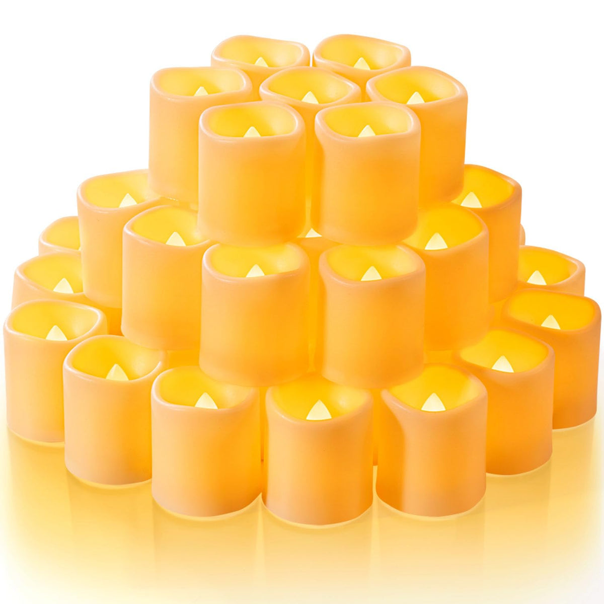 Homemory 24 Pack Ivory Flameless Flickering LED Votive Tealights Candles