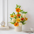 Artificial Flowers with Ceramic Vase Faux Hydrangea Flower Arrangements Table Centerpieces for Home Garden Party Wedding Decoration