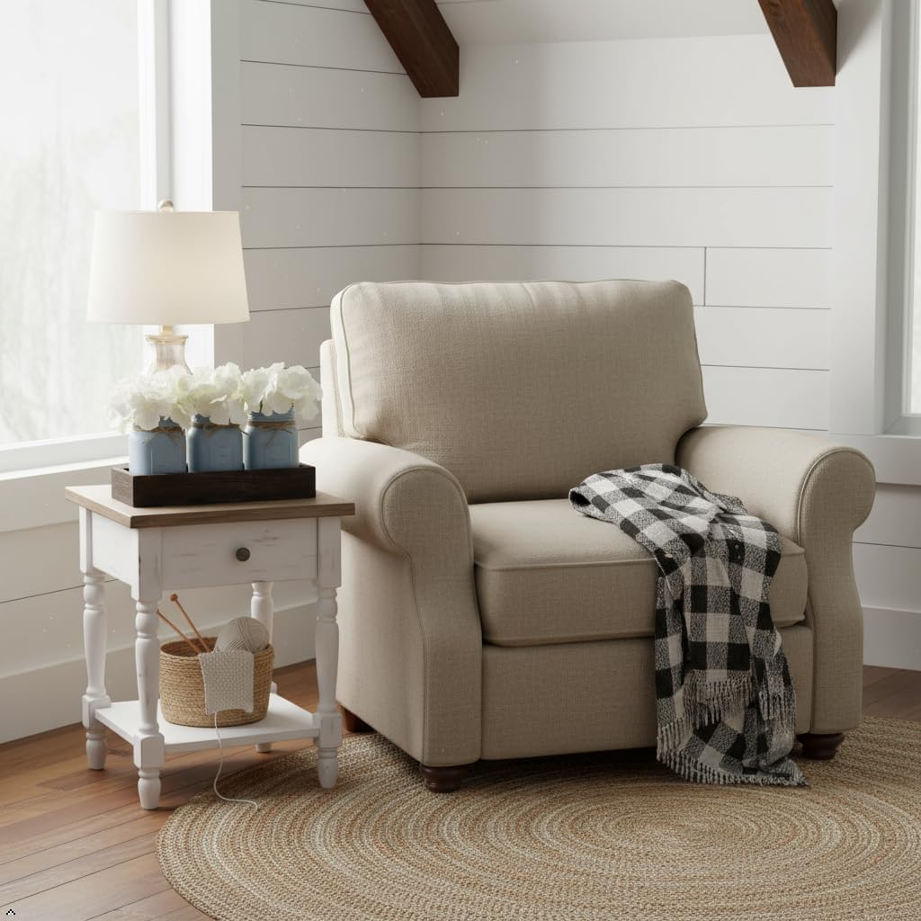 Mkono Mason Jar Centerpiece with Wood Tray Farmhouse Coffee Table Decor