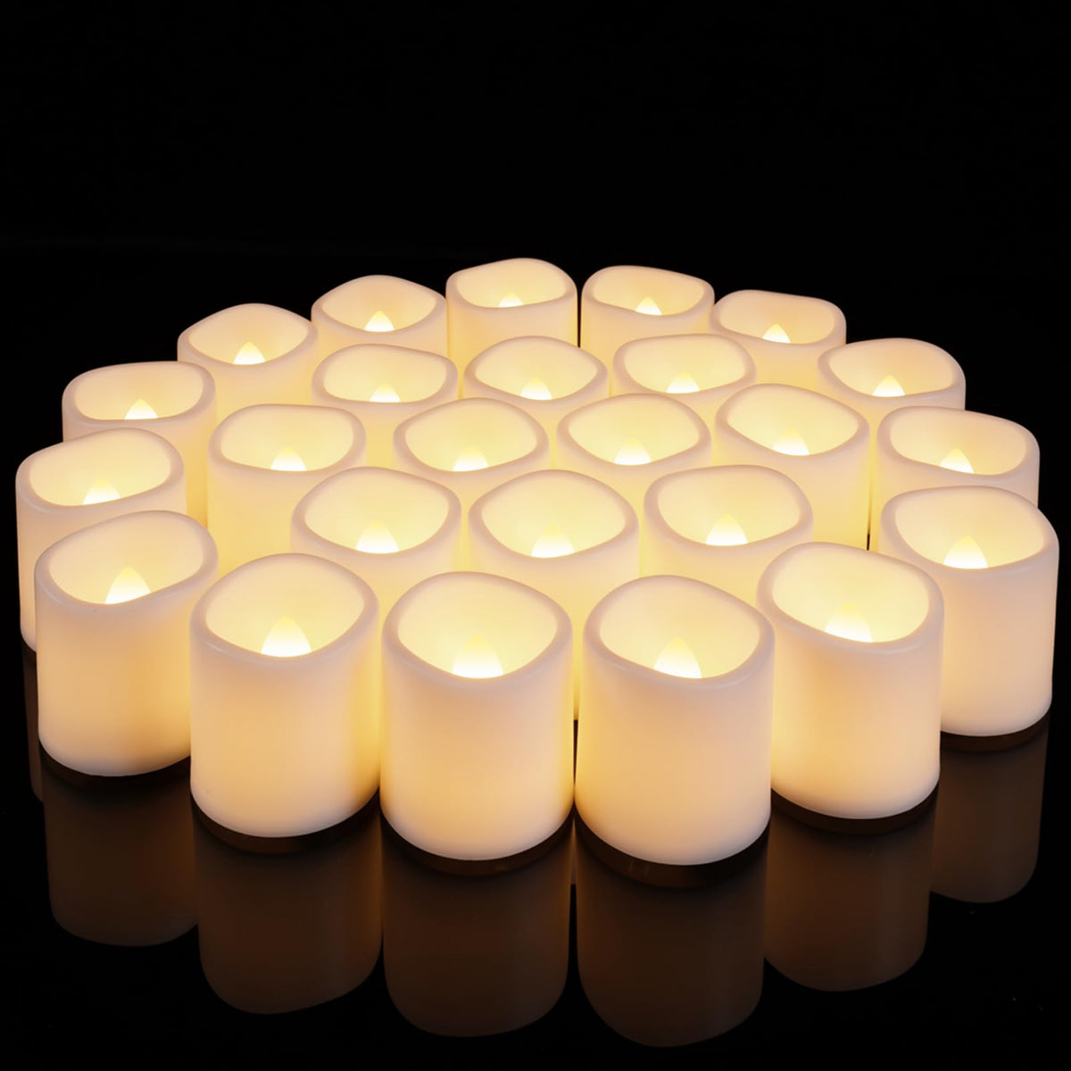 Homemory 24 Pack Ivory Flameless Flickering LED Votive Tealights Candles