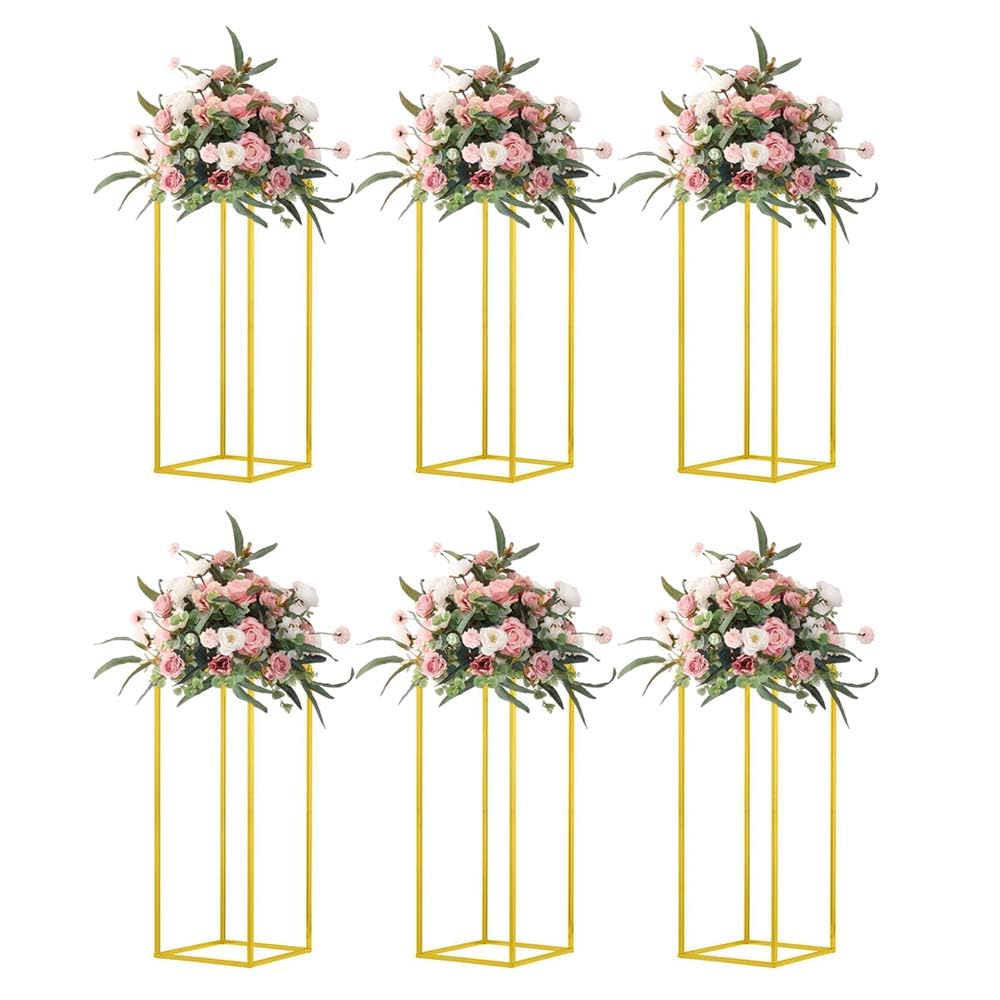 23.6inch 10 pcs Column Vases Gold Centerpieces for Table Metal Flower Stand Gold Wedding Centerpieces for Tables Party Floral Stands for Flowers