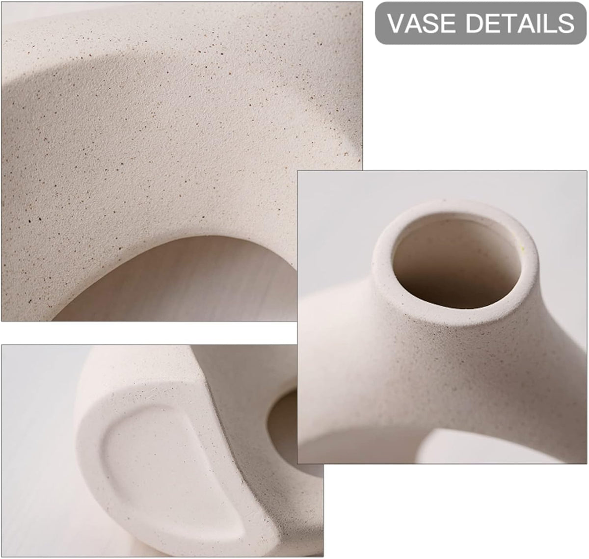 Levvohd Snuggle Hollow Ceramic Vase Set of 2 for Modern Nordic Home Decor