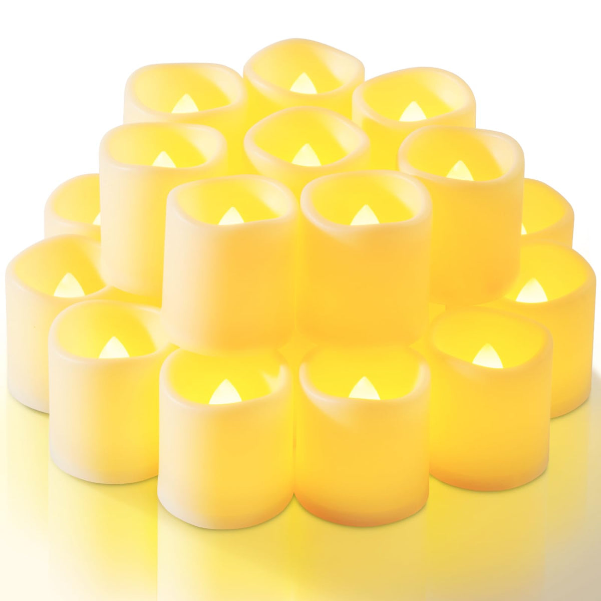 Homemory 24 Pack Ivory Flameless Flickering LED Votive Tealights Candles