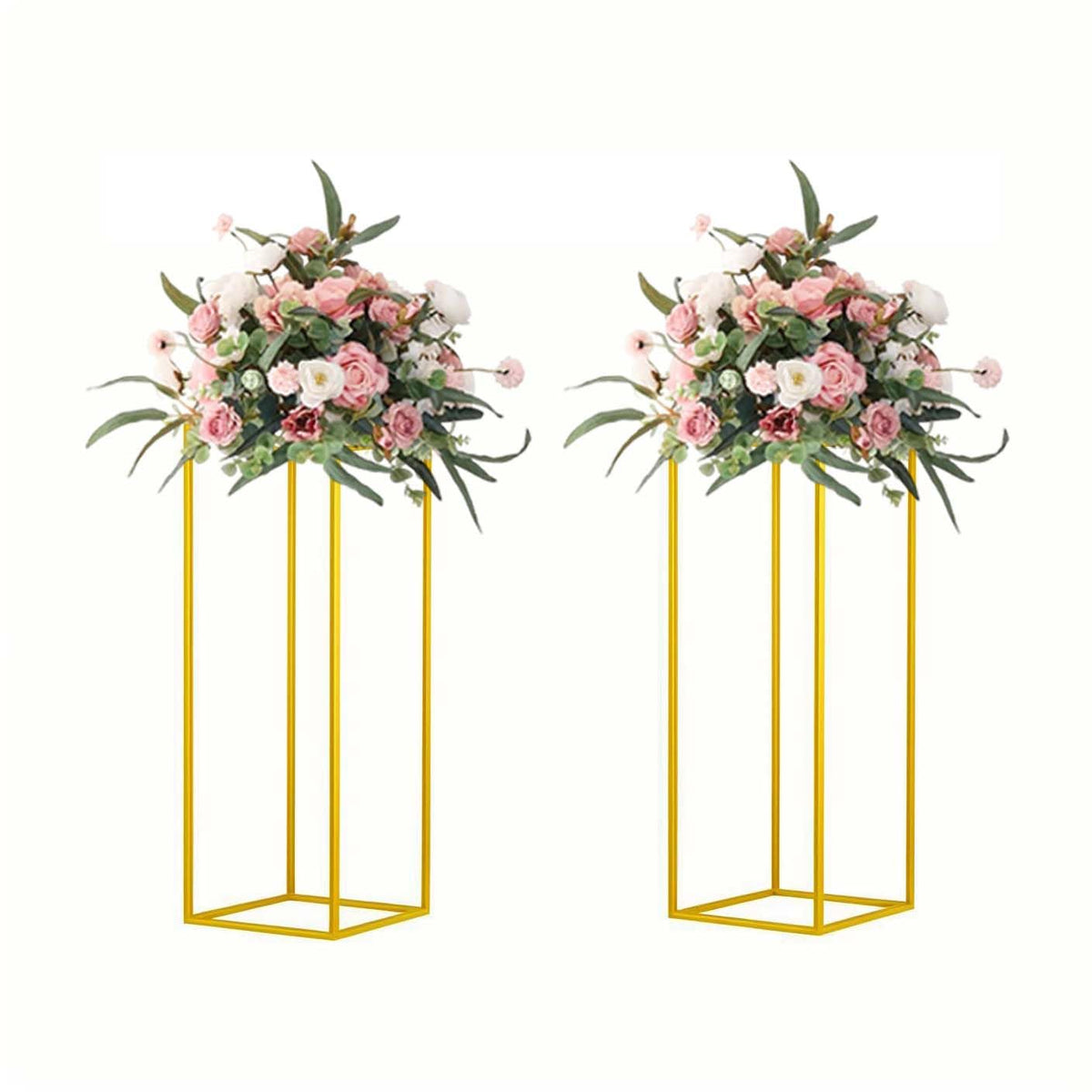 23.6inch 10 pcs Column Vases Gold Centerpieces for Table Metal Flower Stand Gold Wedding Centerpieces for Tables Party Floral Stands for Flowers
