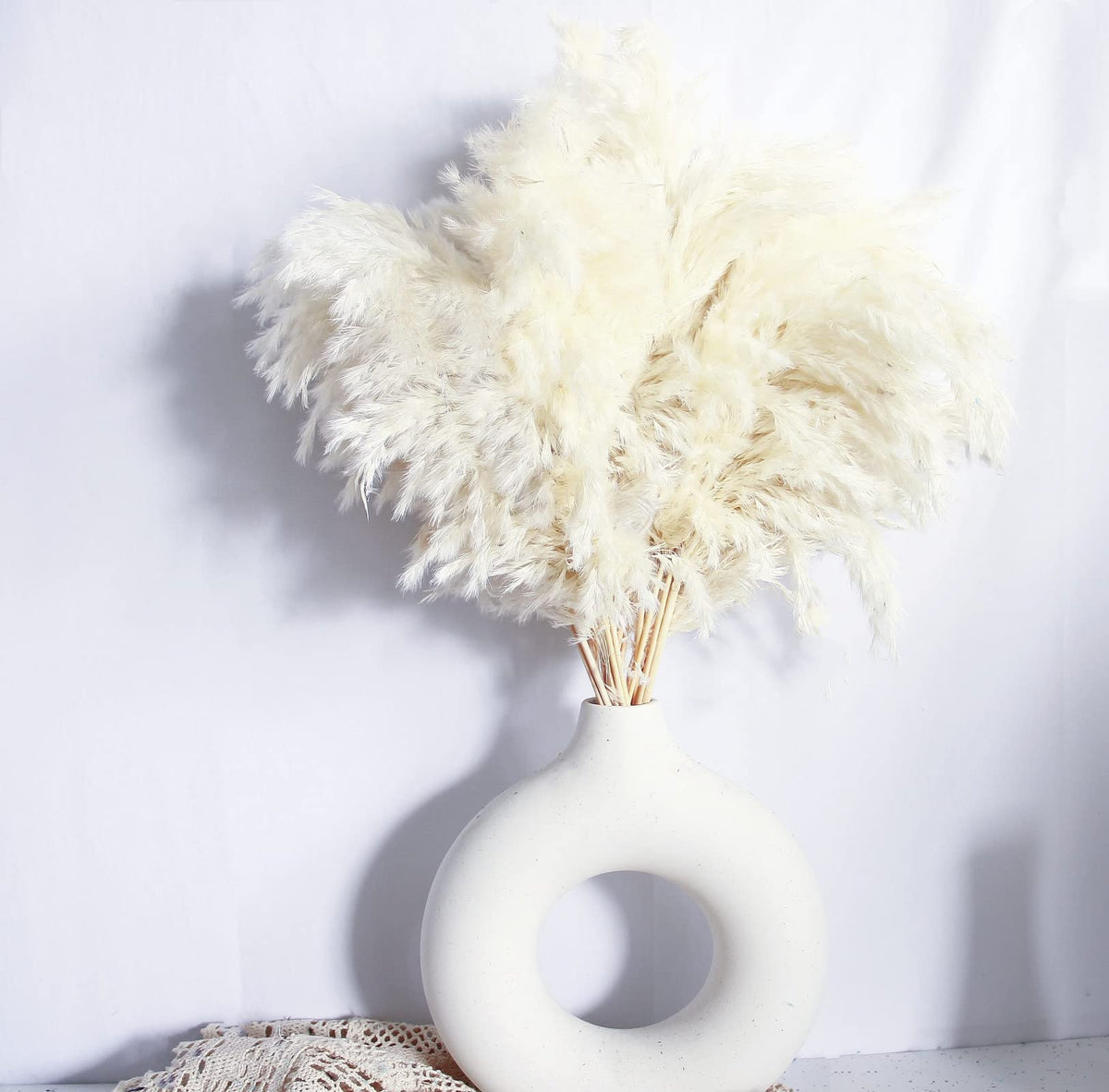 40PCS White Pampas Grass for Home Decor - Elegant Boho Decor - Premium Quality Pampas Grass Stems - Perfect for House, Nursery, Western, Wedding, Table, and Bohemian Decor