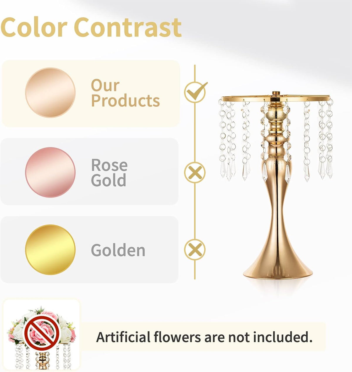 NUPTIO Tall Vase Table Centerpiece, 13.8", Gold, 10 Pcs