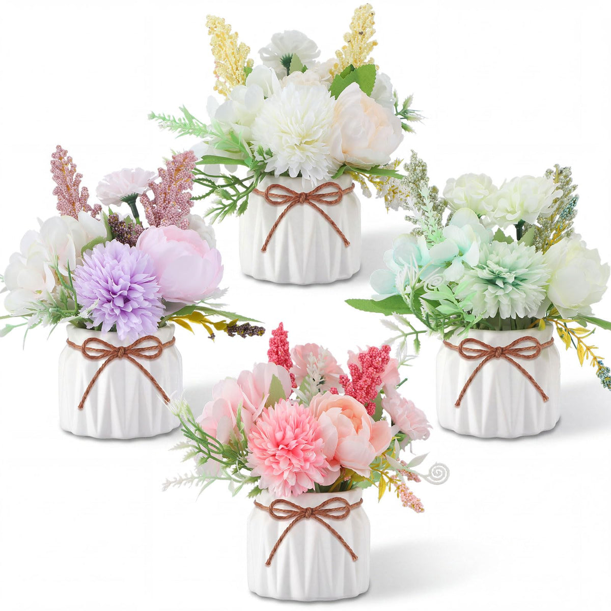 Cindeer 8 Pcs Large Artificial Potted Flowers Fake Potted Plants for Home