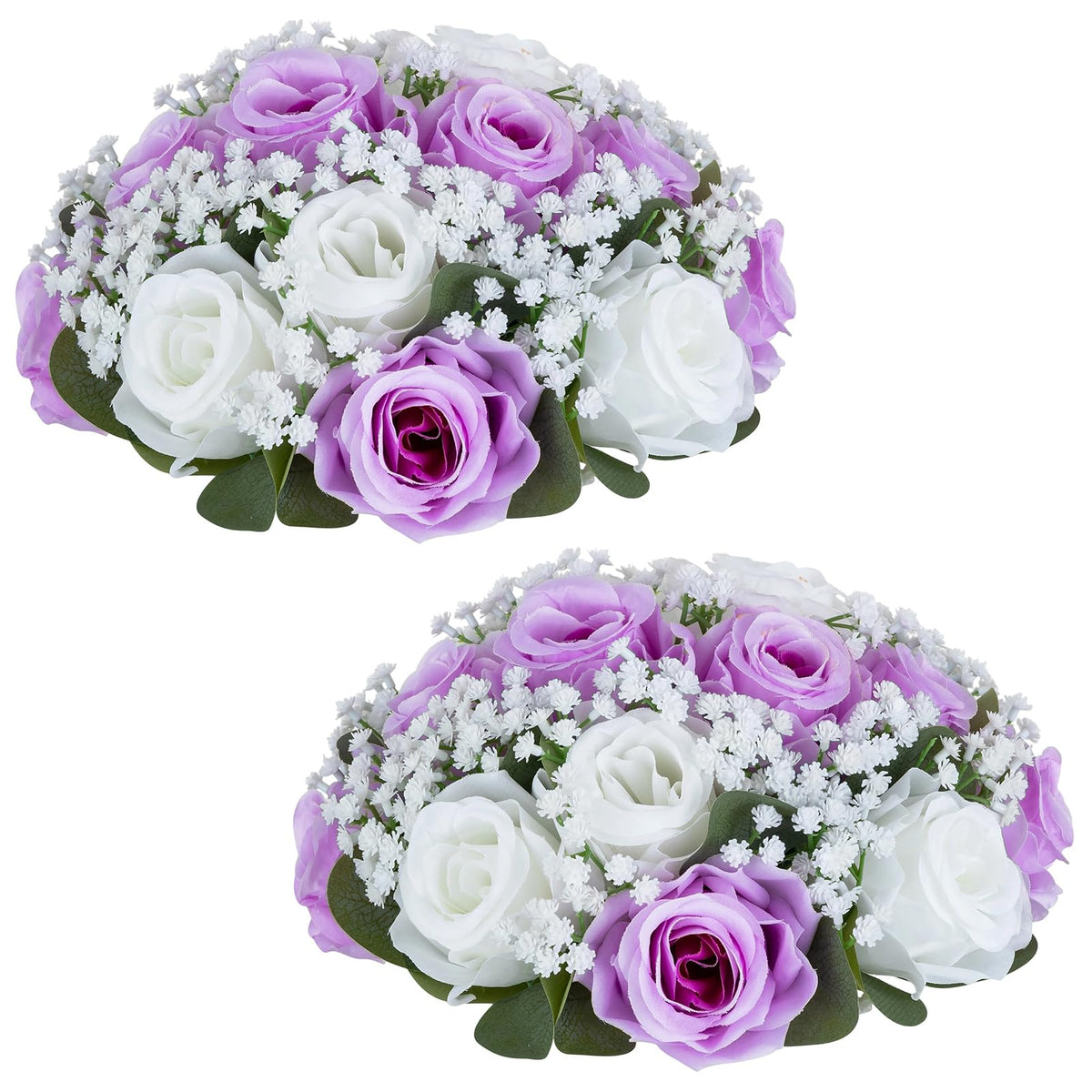 NUPTIO Flower Balls for Table Centerpieces: White Fake Flowers, 8.6 Inch