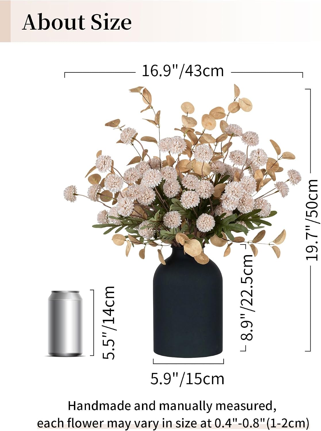 BLOSMON Fake Flowers Centerpieces for Tables, Beige Mums for Dining Room