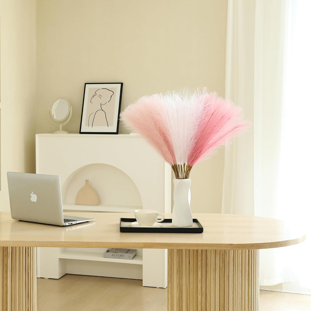 Wertuirk 30pcs Faux Pampas Grass - 24 Inch Pink Pampas Grass Home Decor