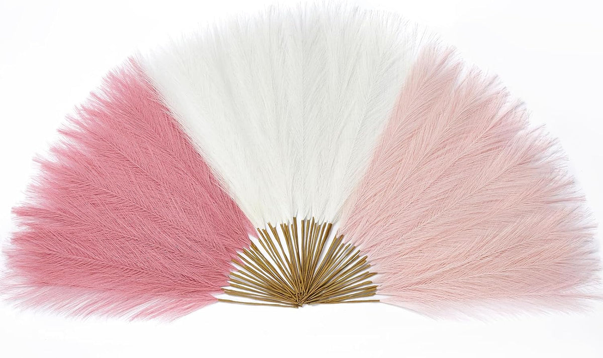 Serwalin 60PCS 17.7" Pink Pampas Grass Boho Feathers Decor for Home Decor