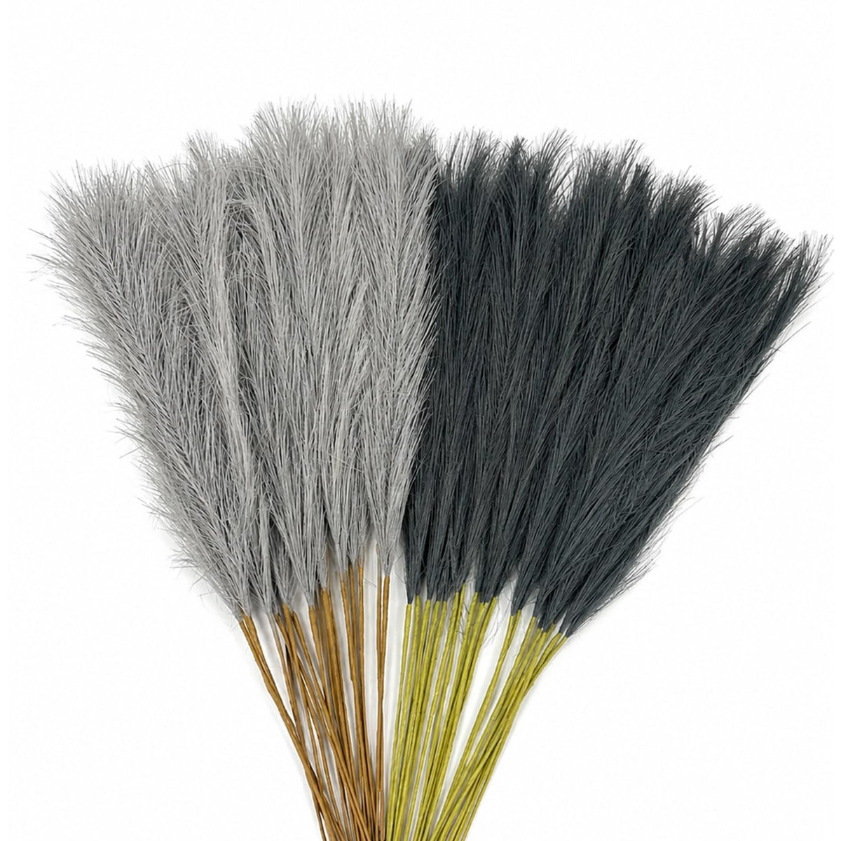 60Pcs 21.7" Artificial Small Pampas Grass Faux Flower Vase Filler Fluffy Faux Short Pampas Grass for Home Wedding Centerpieces Boho Decorations (Iovy & Beige Yellow & Brown)