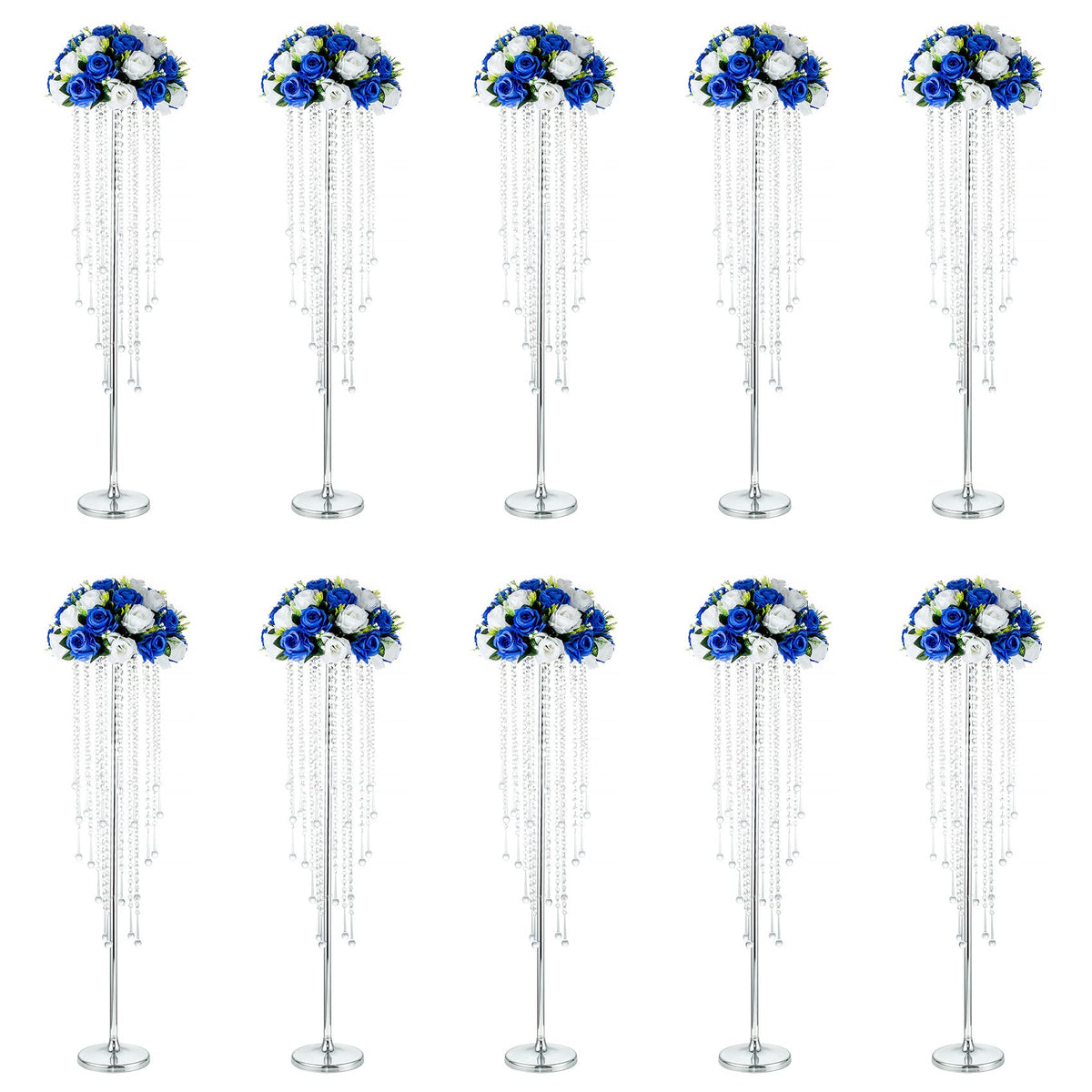 NUPTIO Tall Gold Centerpiece for Table, Metal, 21.7", 10 Pcs