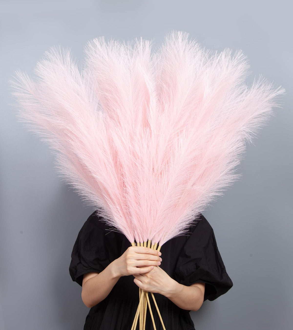 9 Pcs 45" Tall Pampas Grass White Decor, Long Stem Artificial Flower Floor Vase Large Faux Floral Pompas Fake Plants Dried Bouquet Arrangement Vase Filler for Boho Home Wedding Decoration