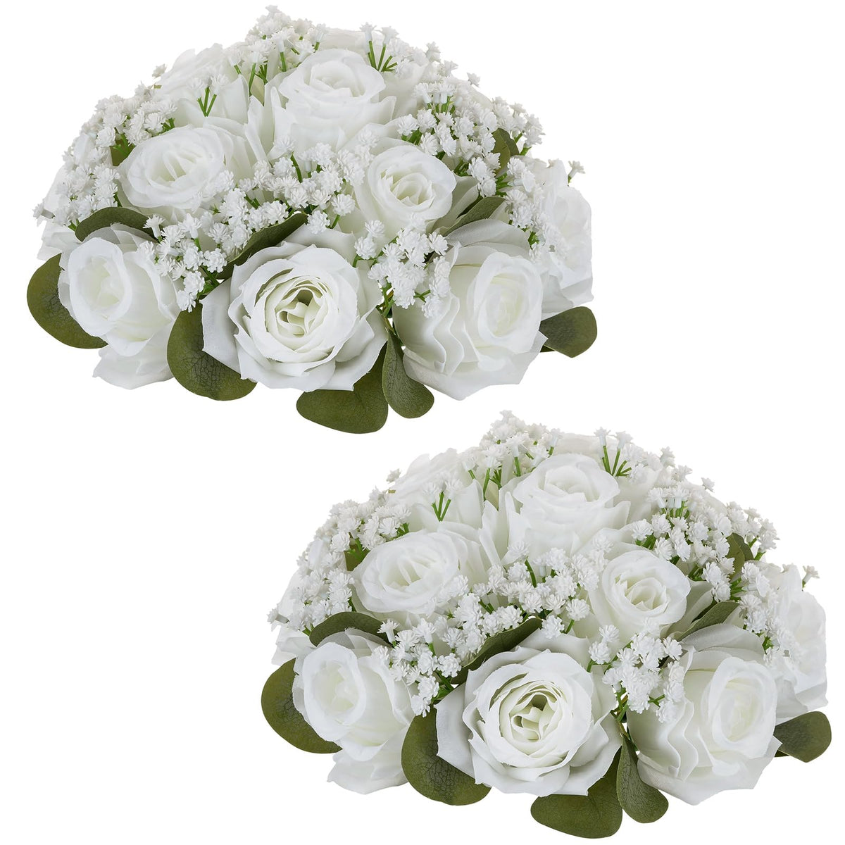 NUPTIO Flower Balls for Table Centerpieces: White Fake Flowers, 8.6 Inch