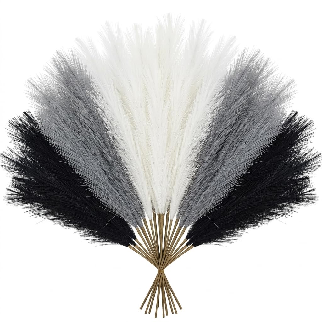 Artificial Pampas Grass Decor,21.7" Fluffy Faux Pampas,30Pcs Bohemian Style