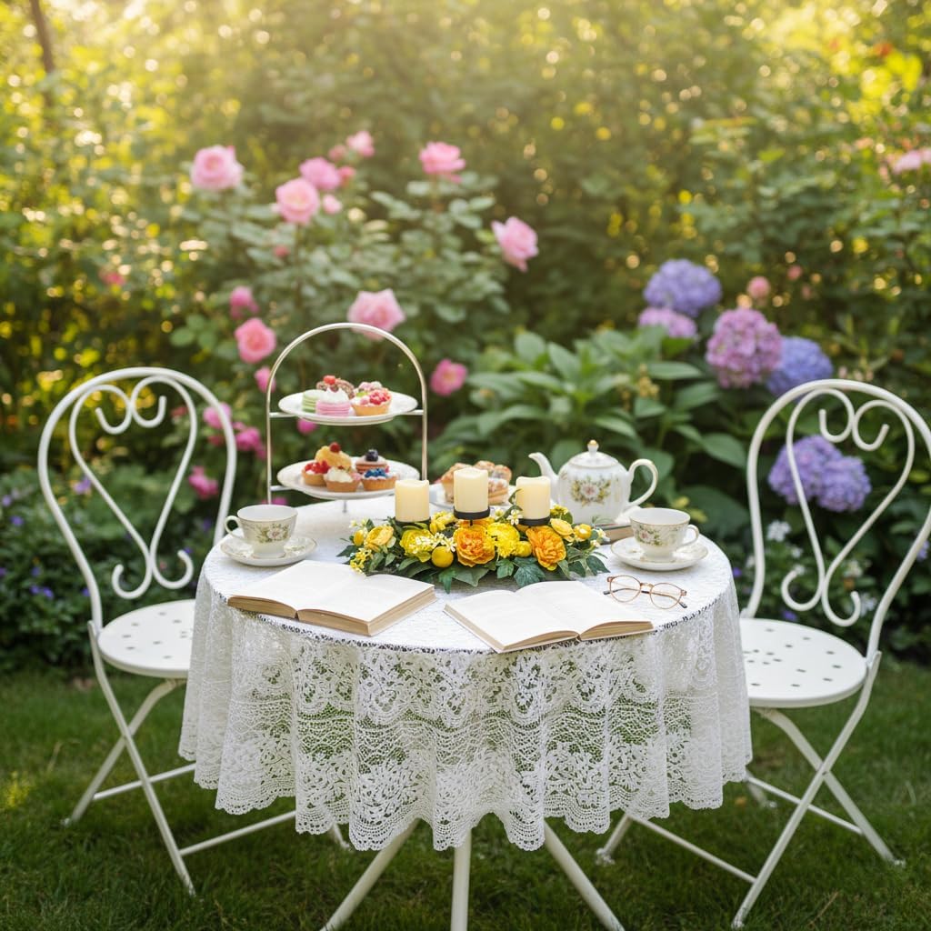 25 Inch Lemon Floral Centerpiece for Dining Table with 3 Candle Holders Spring Summer Table Centerpiece with Artificial Peony & Faux Lemon Flower Arrangement, Mantel Rustic Farmhouse Decor