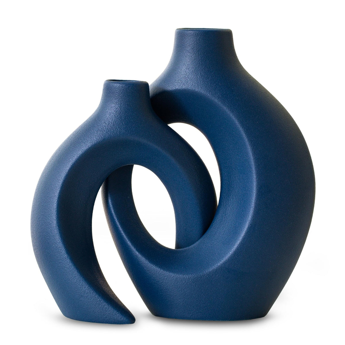 Levvohd Snuggle Hollow Ceramic Vase Set of 2 for Modern Nordic Home Decor