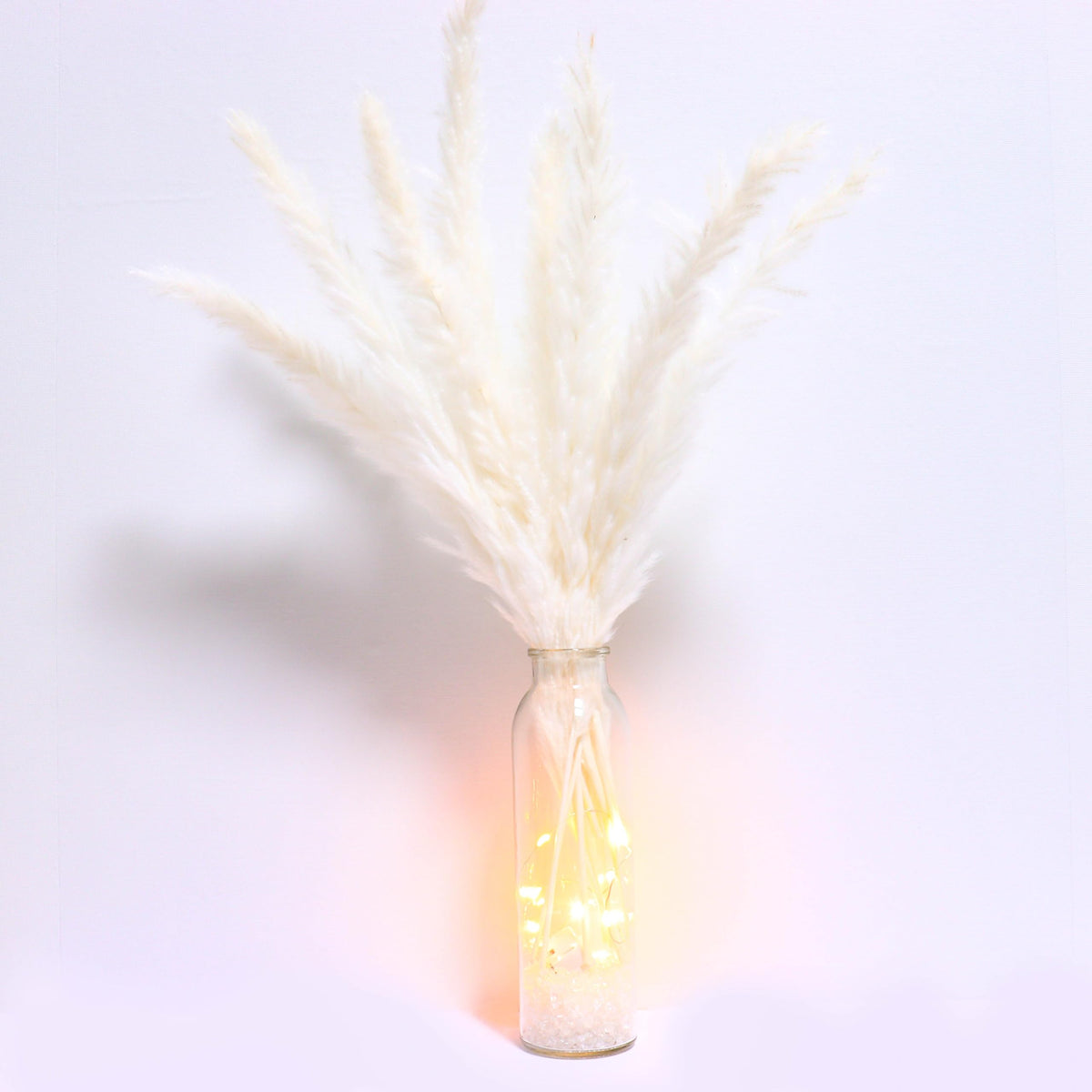 30 Pcs White Pampas Grass ,17 inch/45 cm Natural Dried Pampas Grass Branches Decor for Home Kitchen Garden Party Photographing Flower Arrangement Vase Decor（White