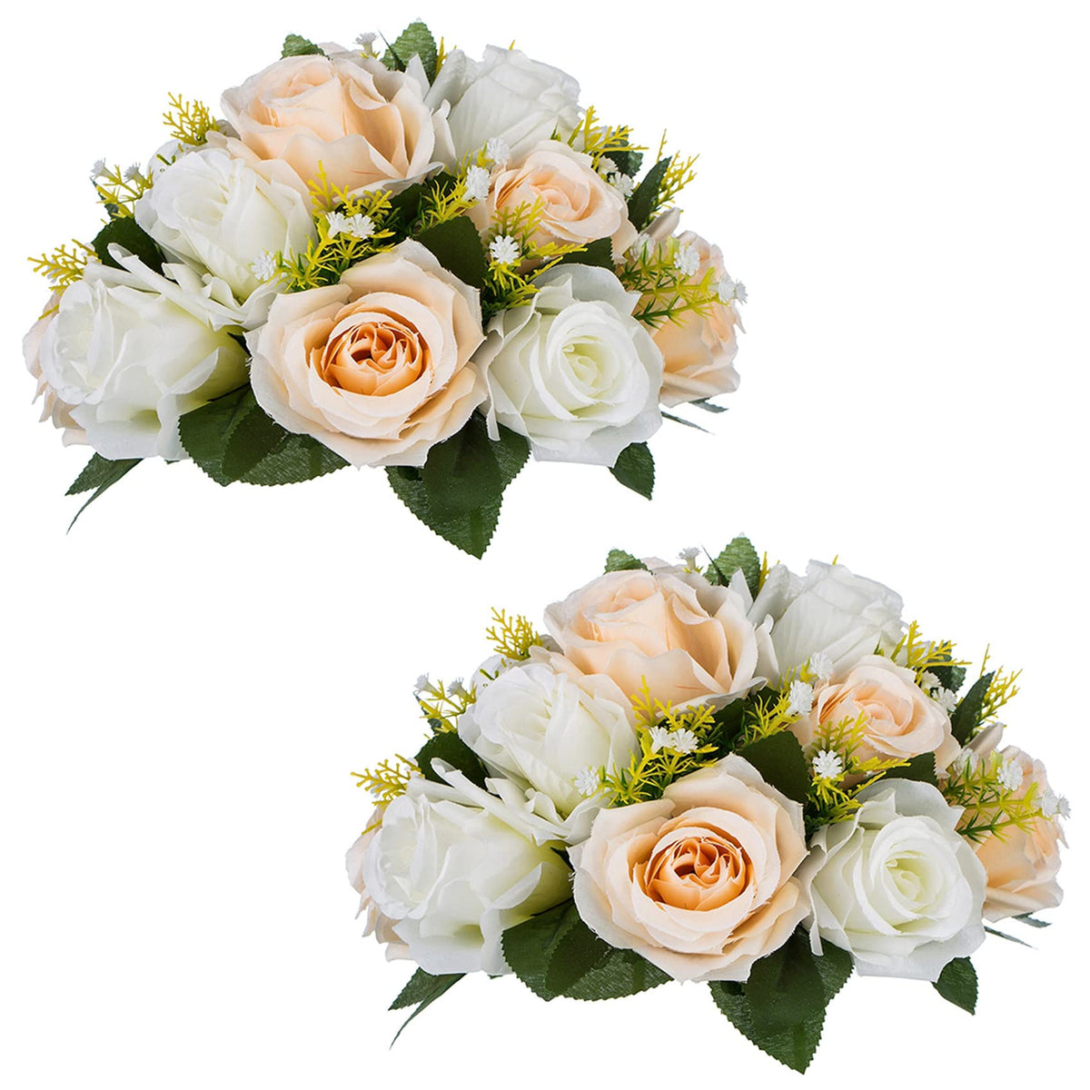 Nuptio Artificial Flower Centrepieces for Tables - 6 Pcs Burgundy & Dusty Rose & Creamy White Fake Flowers Roses Balls 9.5in Diam - Silk Faux Rose Arrangement for Wedding Party Centerpiece Table Decor