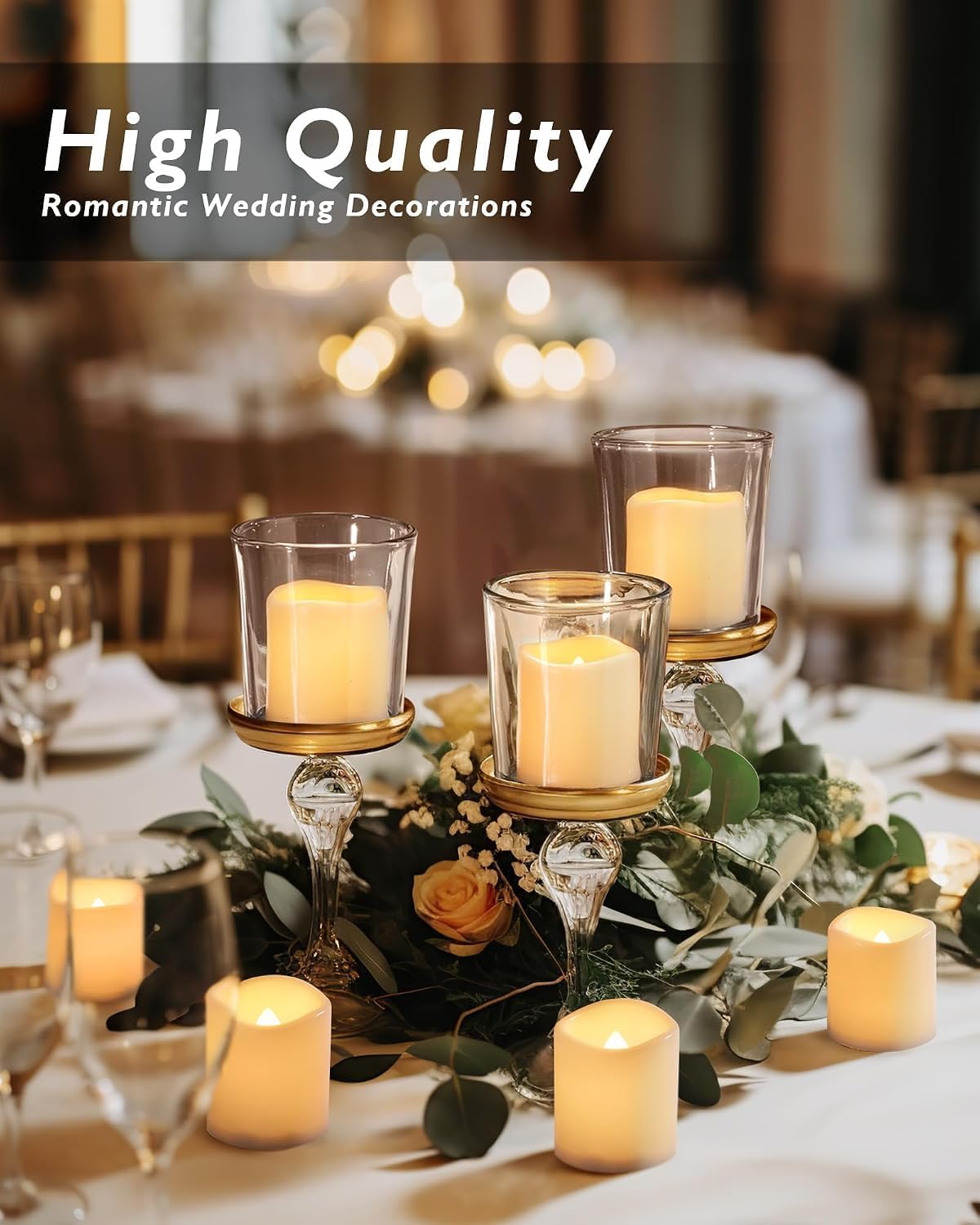 Homemory 24 Pack Ivory Flameless Flickering LED Votive Tealights Candles