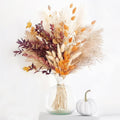 Orange Pampas Grass Dried Flower Bouquet (95 Pcs, 17") - Fluffy Boho Fall Decorations for Home, Autumn Floral Table Centerpiece for Thanksgiving & Room Decor