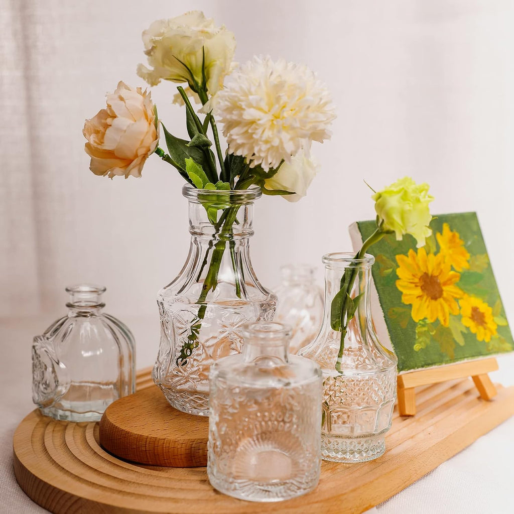 Arme Glass Bud vases in Bulk，Small Glass Flower Vase for Centerpieces 16Pcs