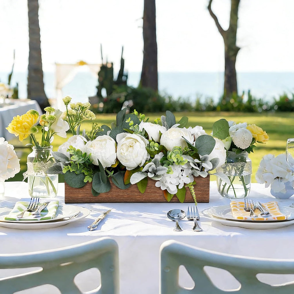 Pre-Made Table Centerpieces for Dining Table, 14'' - White