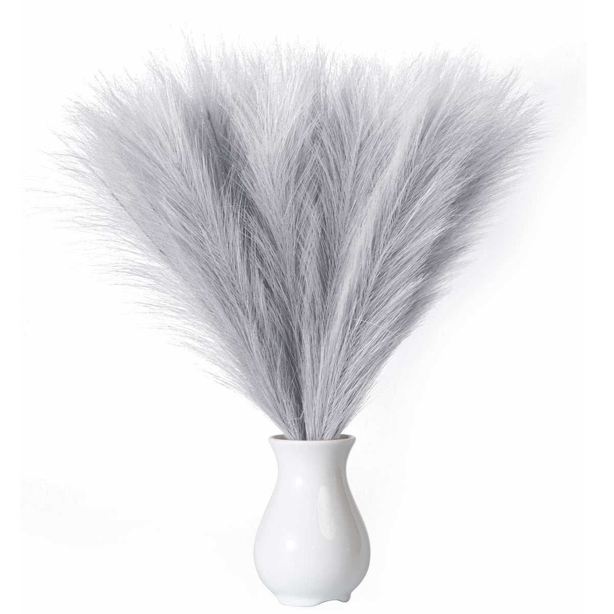 Faux Pampas Grass, 18"/45cm Artificial Pampas Grass Fluffy 6 Stem pompous Grass Flower Arrangement for Boho Home Wedding Decoration (Beige,Taupe)